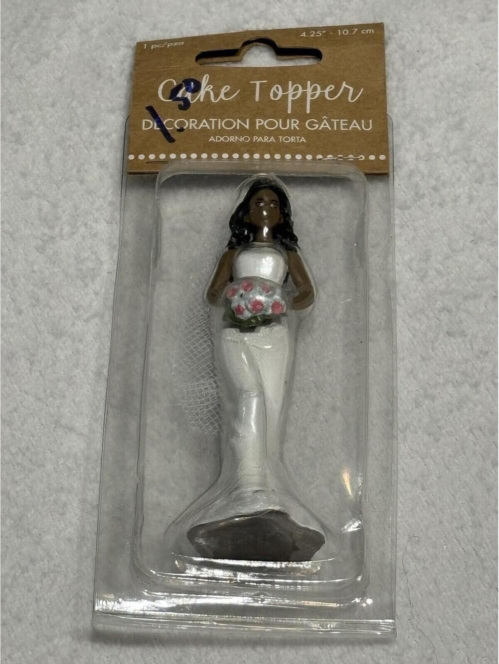 Wedding Cake Bride w/ White Mesh Veil 4.25 Inches Tall NEW